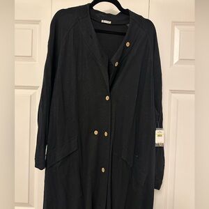 NWT Free People medium black cotton duster
